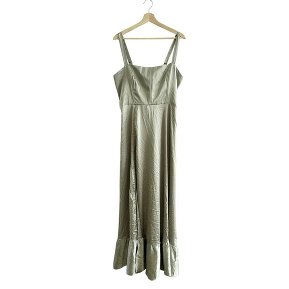 Show Me Your Mumu Clarissa Corset Dress in Moss Green Luxe Satin XL NWT - Picture 4 of 9
